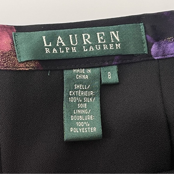 Lauren Ralph Lauren Skirt Womens 8 Vintage Dark Floral Silk A Line Midi Event - Picture 9 of 9